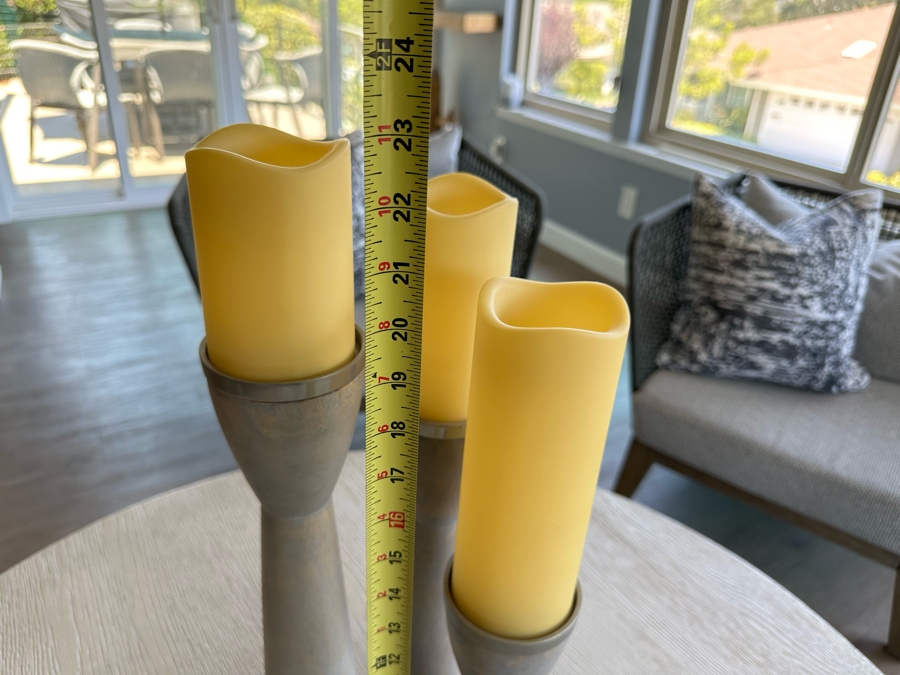 Set Of Three Wooden Modern Candle Holders 20'H [Photo 5]