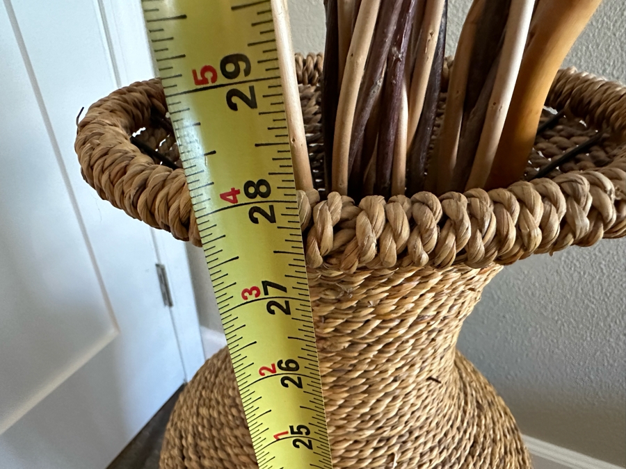Large Woven Floor Vase 28'H With Wooden Branches [Photo 5]