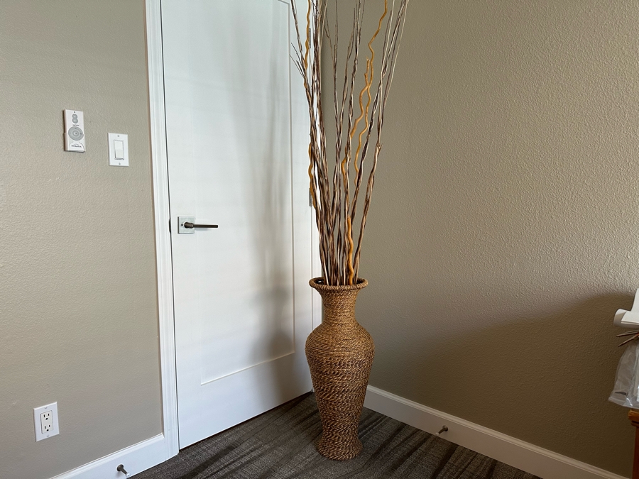 Large Woven Floor Vase 28'H With Wooden Branches [Photo 2]