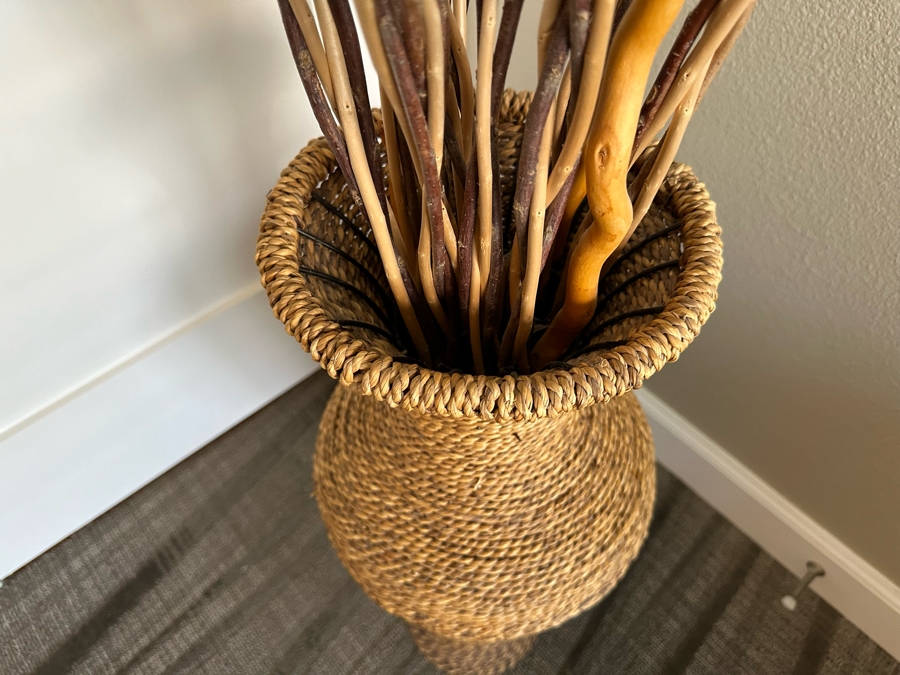 Large Woven Floor Vase 28'H With Wooden Branches [Photo 4]