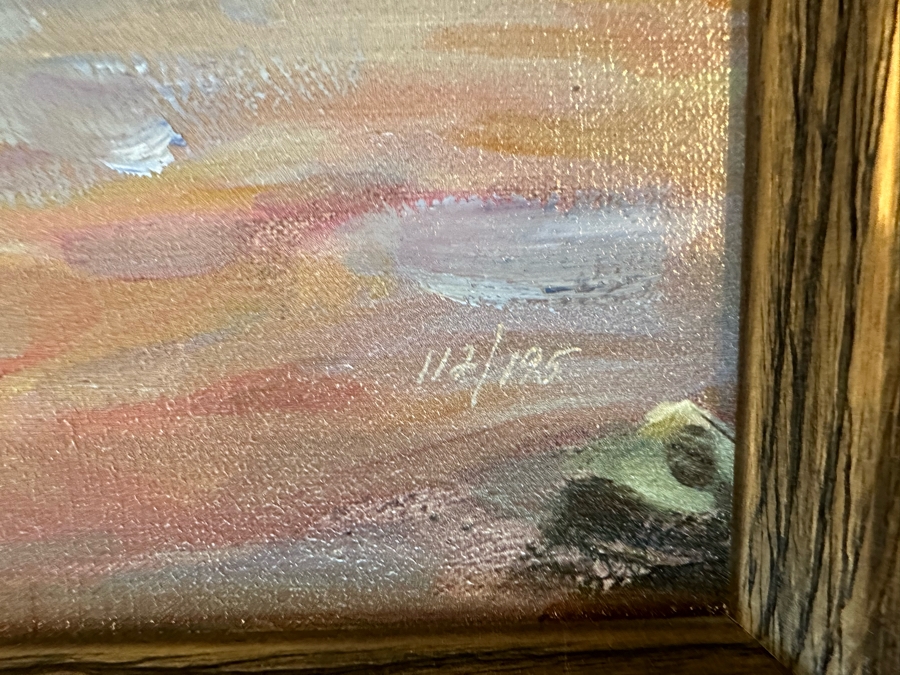 Michael & Inessa Garmash Artist Hand Signed Giclee On Canvas Titled 'Toes In The Sand' 2004 24'W X 30'H Framed  [Photo 6]