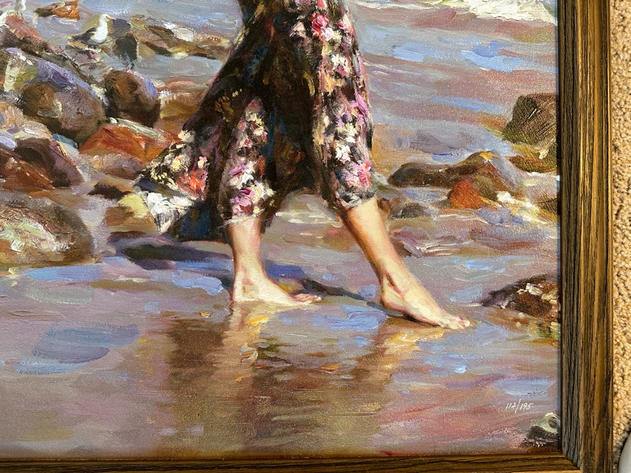 Michael & Inessa Garmash Artist Hand Signed Giclee On Canvas Titled 'Toes In The Sand' 2004 24'W X 30'H Framed  [Photo 4]