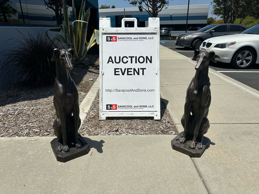 Pair Of Large Resin Art Deco Style Greyhound Dog Sculptures, New 31.5'H [Photo 4]