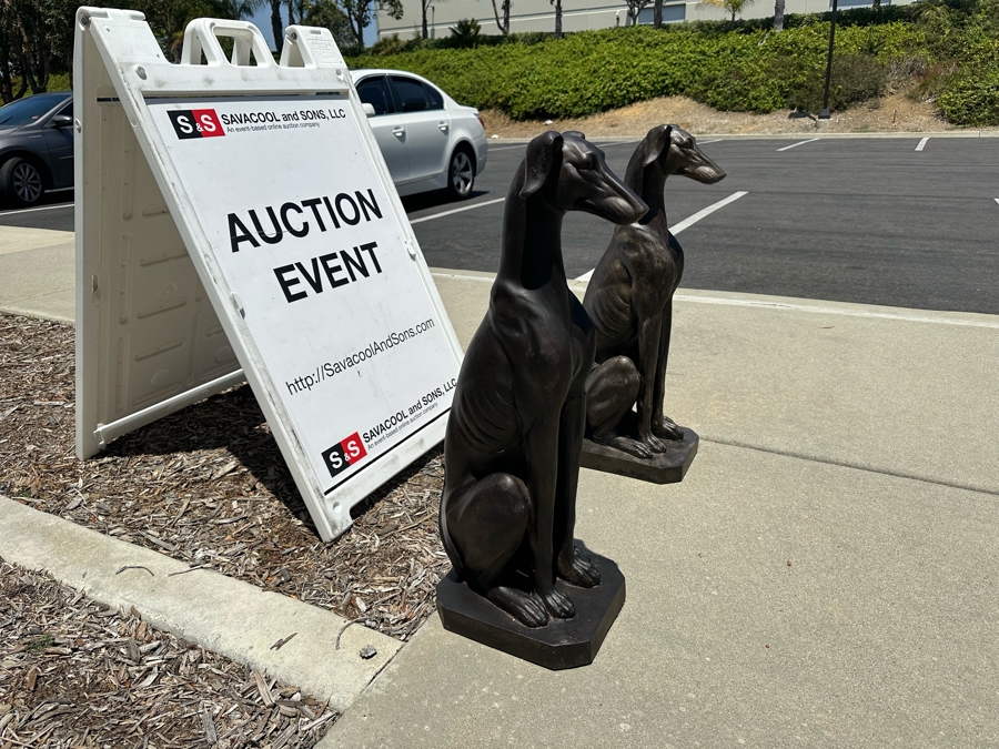 Pair Of Large Resin Art Deco Style Greyhound Dog Sculptures, New 31.5'H [Photo 7]