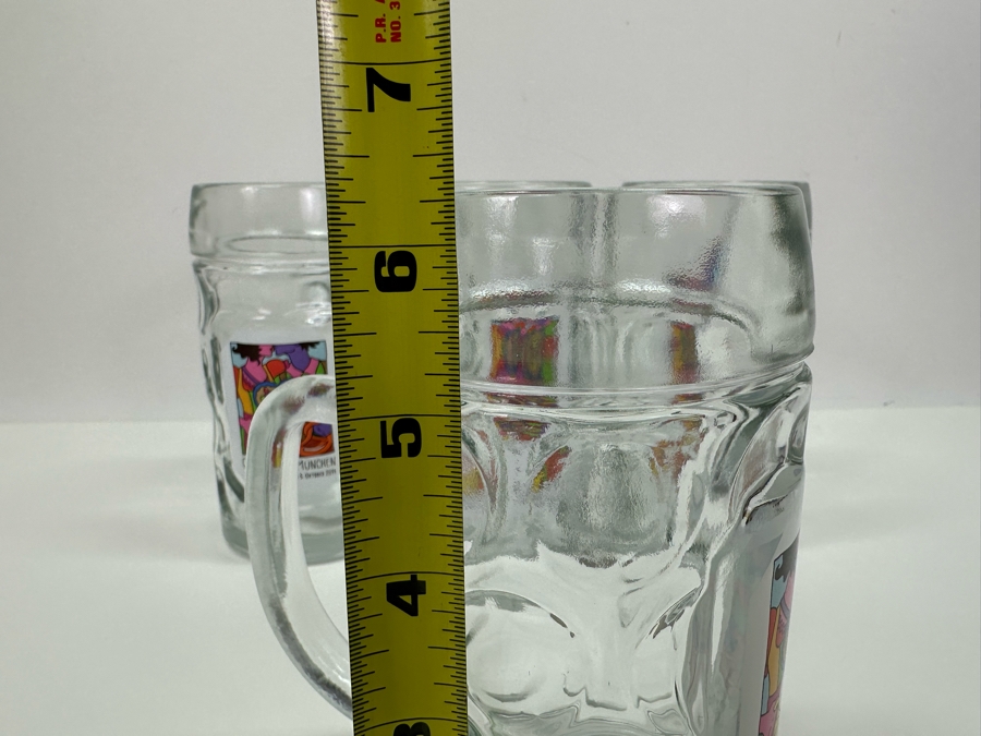 Four Large 0.5L Glass German Beer Steins Oktoberfest Munchen 2014 Bavaria Edition Gerus 6.5'H [Photo 6]