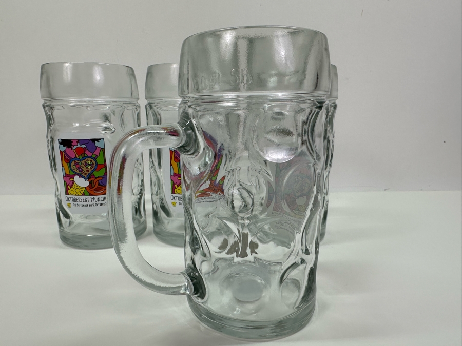 Four Large 0.5L Glass German Beer Steins Oktoberfest Munchen 2014 Bavaria Edition Gerus 6.5'H [Photo 4]