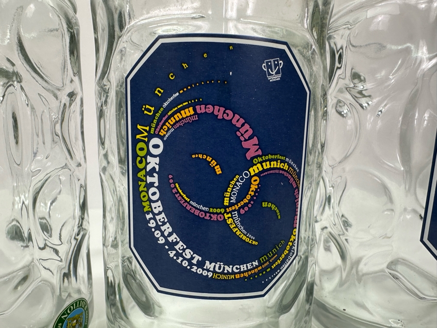 Five Large 0.5L Glass German Beer Steins Oktoberfest Munchen 2009 Bavaria Edition Gerus 6.5'H [Photo 2]