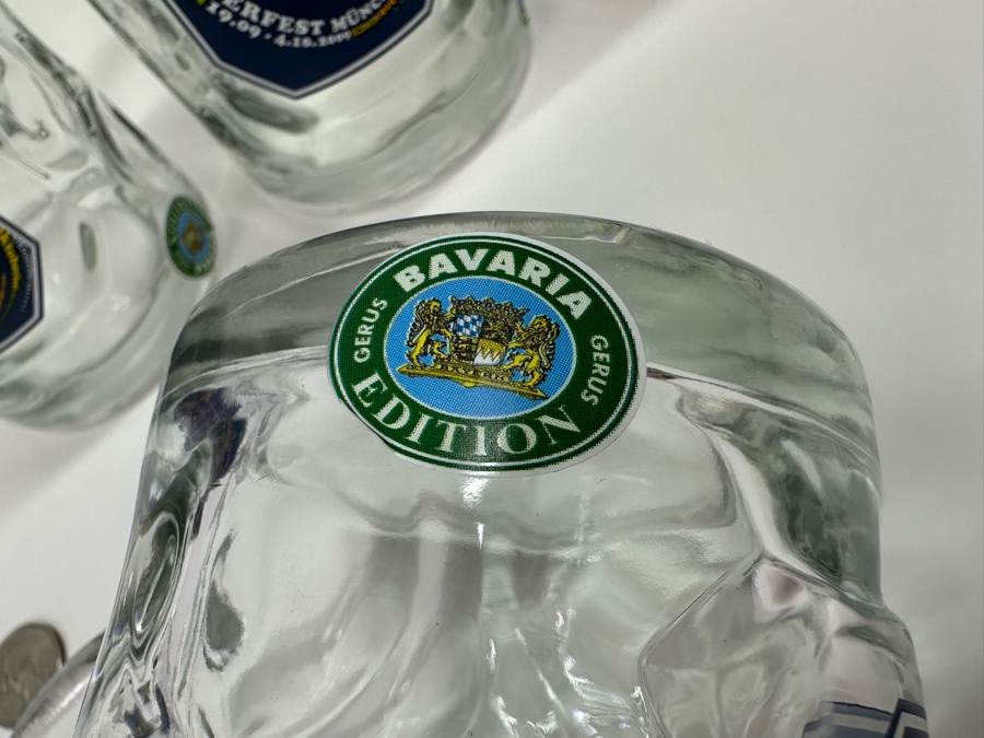 Five Large 0.5L Glass German Beer Steins Oktoberfest Munchen 2009 Bavaria Edition Gerus 6.5'H [Photo 3]
