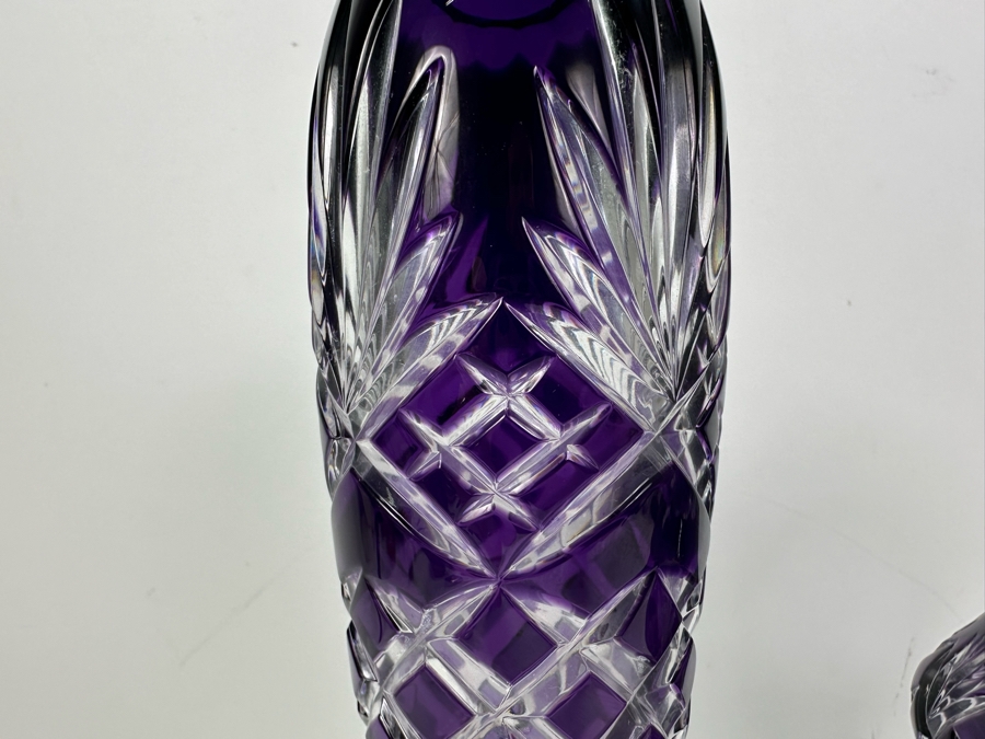 Polish Purple Cut Lead Crystal Pitcher, Vases and Bowl [Photo 3]