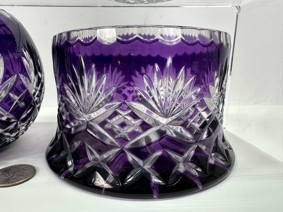 Polish Purple Cut Lead Crystal Pitcher, Vases and Bowl [Photo 4]