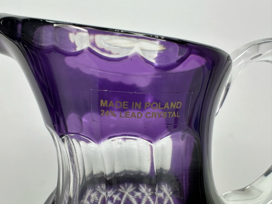 Polish Purple Cut Lead Crystal Pitcher, Vases and Bowl [Photo 7]