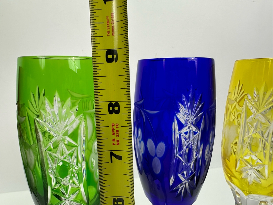 AJKA Marsala Colored Cut Crystal Fluted Champagne Glasses 8 7/8'H - Retails $720 [Photo 6]