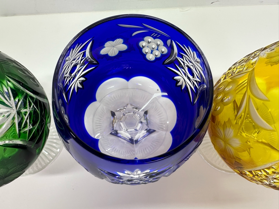 AJKA Marsala Colored Cut Crystal Brandy Glasses 4 3/8' H - Retails $620 [Photo 5]