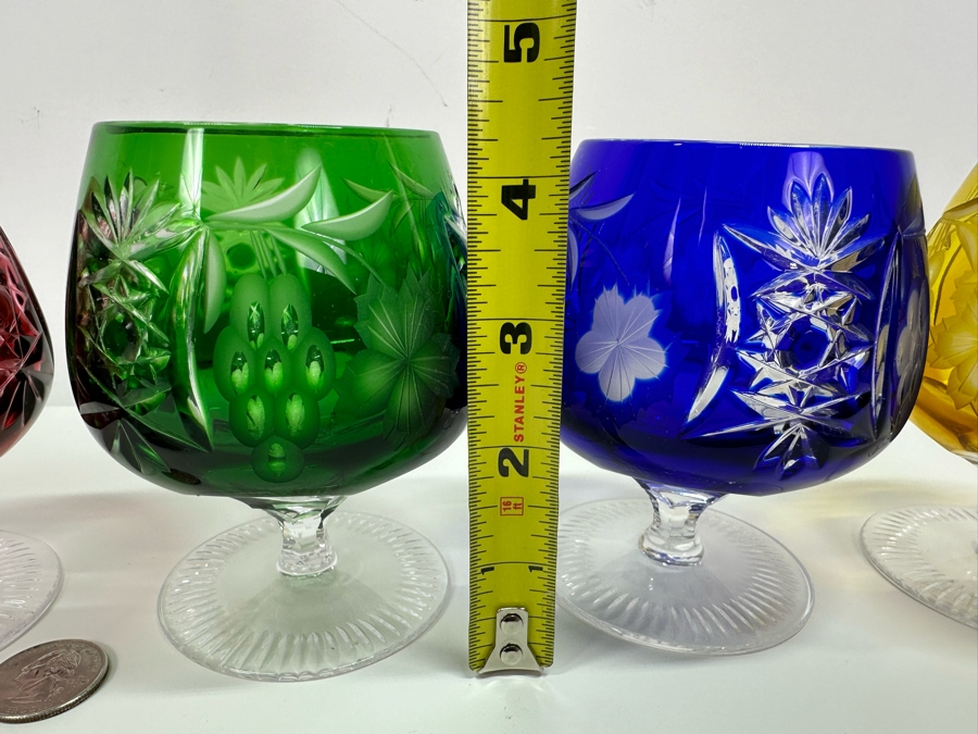 AJKA Marsala Colored Cut Crystal Brandy Glasses 4 3/8' H - Retails $620 [Photo 6]