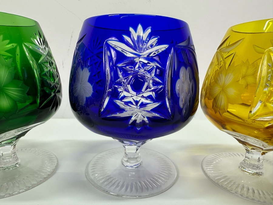 AJKA Marsala Colored Cut Crystal Brandy Glasses 4 3/8' H - Retails $620 [Photo 2]