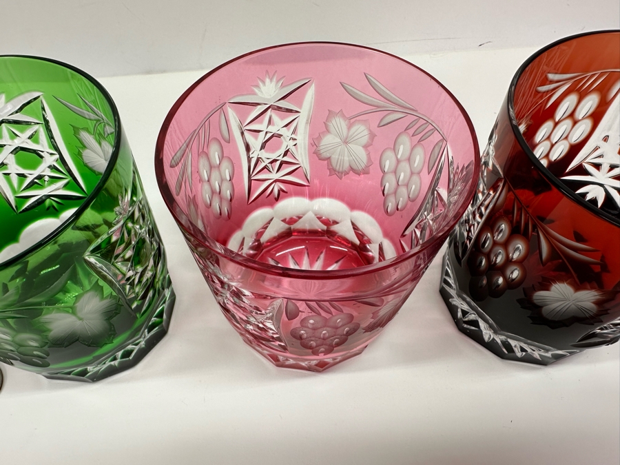 AJKA Marsala Colored Cut Crystal Double Old Fashioned Glasses 4'H - Retails $525 [Photo 5]