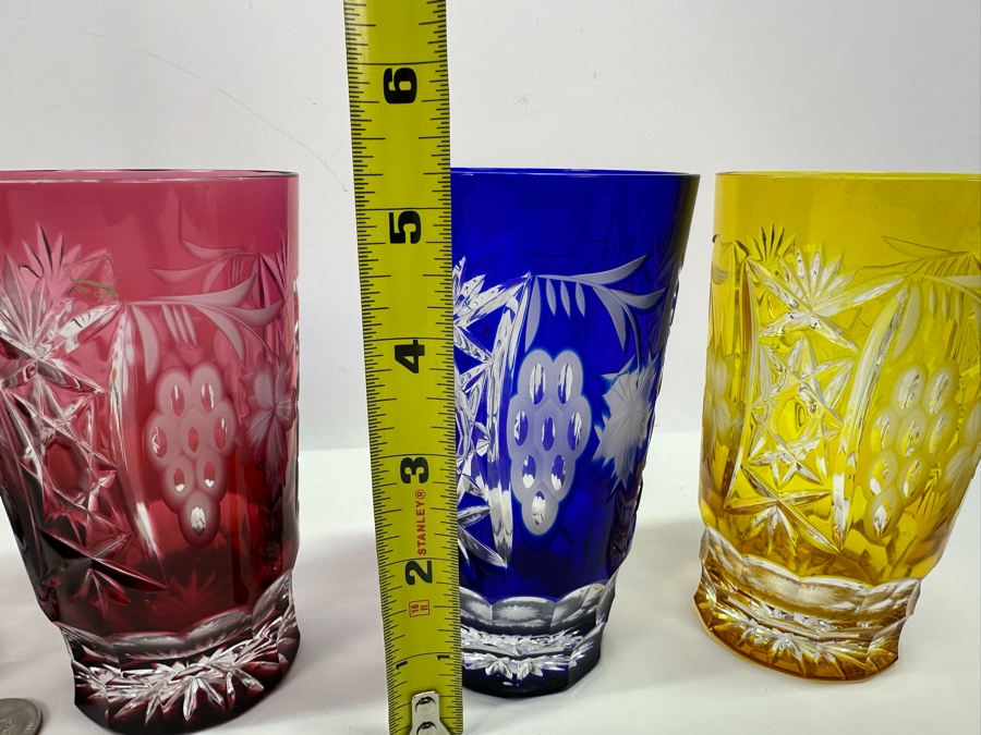 AJKA Marsala Colored Cut Crystal Highball Glasses 5 1/8 'H - Retails $600 [Photo 5]