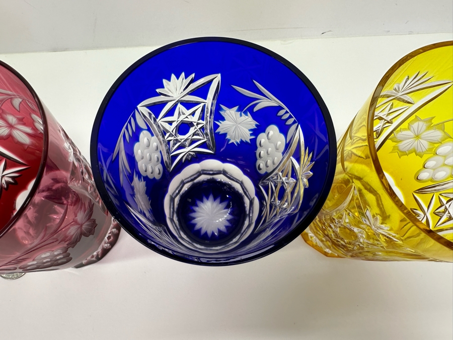 AJKA Marsala Colored Cut Crystal Highball Glasses 5 1/8 'H - Retails $600 [Photo 4]