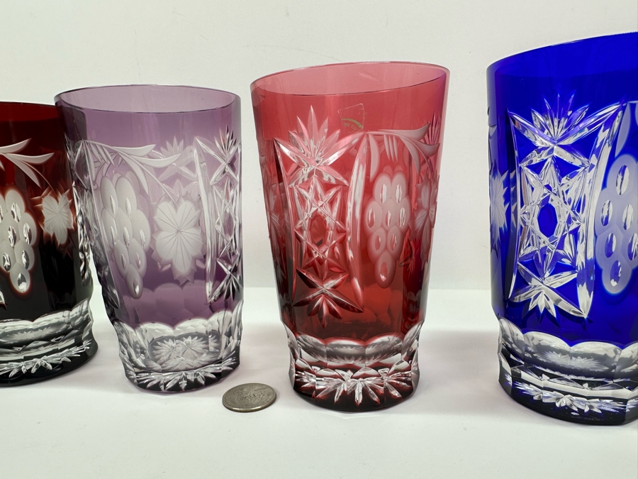 AJKA Marsala Colored Cut Crystal Highball Glasses 5 1/8 'H - Retails $600 [Photo 3]