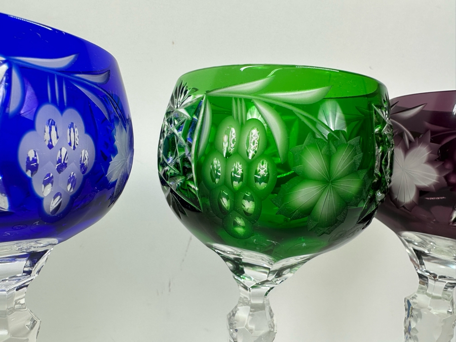 AJKA Marsala Colored Cut Crystal Hock Wine Glasses 8 1/4'H - Retails $930 [Photo 4]