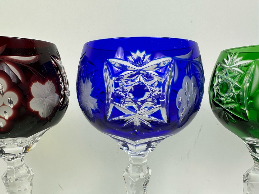 AJKA Marsala Colored Cut Crystal Hock Wine Glasses 8 1/4'H - Retails $930 [Photo 3]