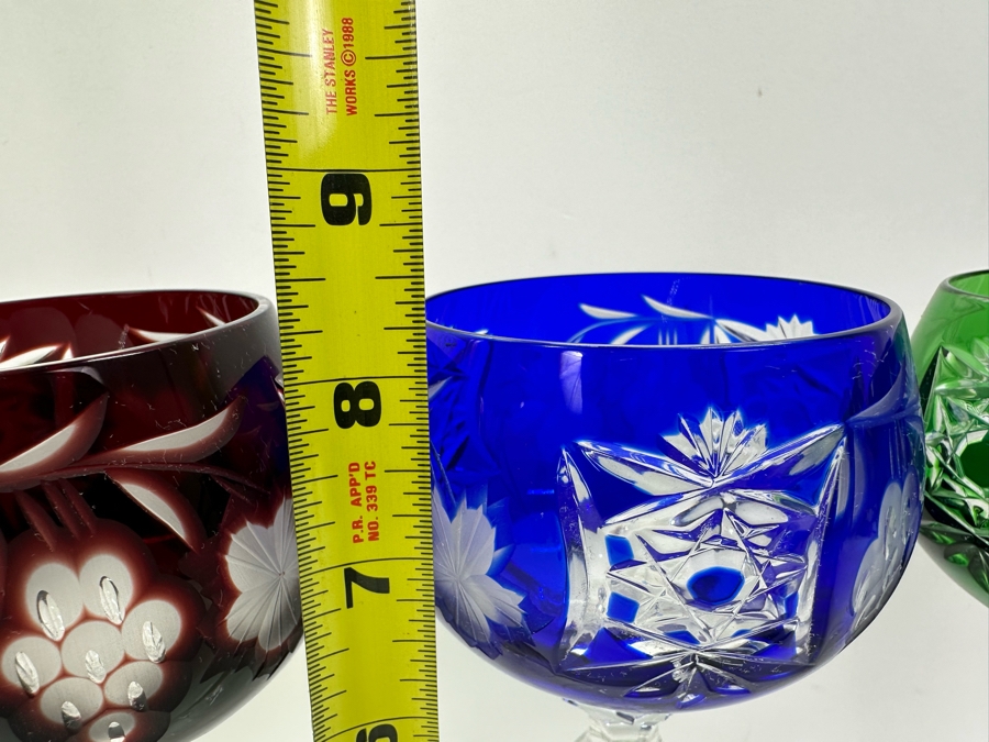 AJKA Marsala Colored Cut Crystal Hock Wine Glasses 8 1/4'H - Retails $930 [Photo 6]