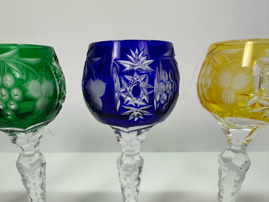 AJKA Marsala Colored Cut Crystal Cordial Glasses 5 1/8'H - Retails $480 [Photo 3]