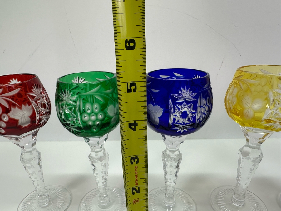 AJKA Marsala Colored Cut Crystal Cordial Glasses 5 1/8'H - Retails $480 [Photo 5]