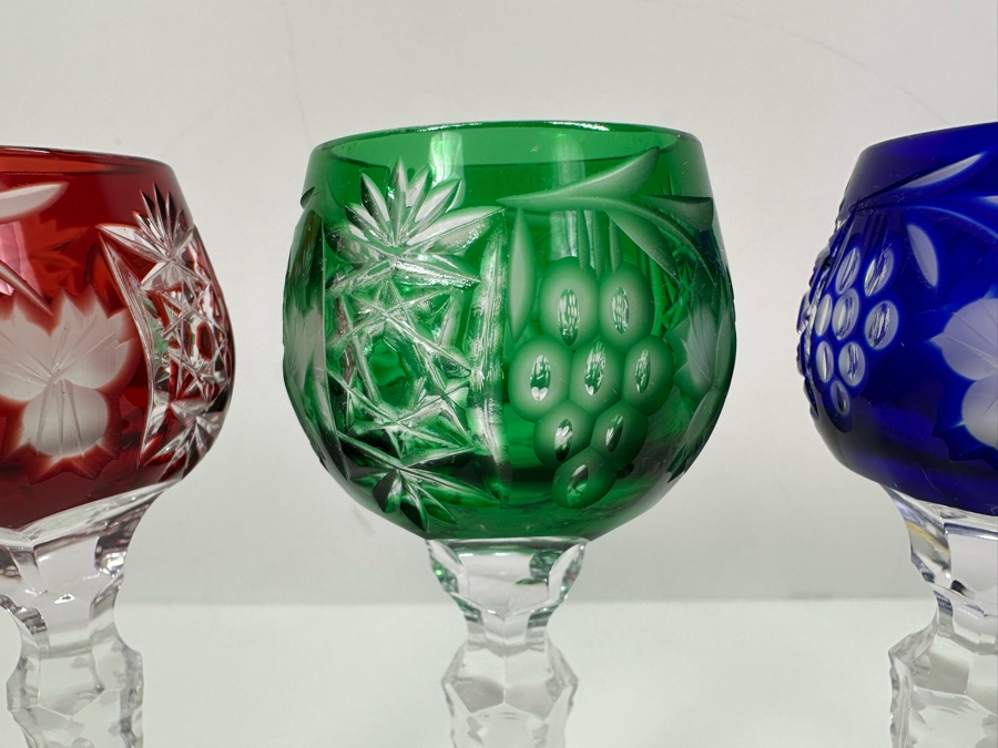 AJKA Marsala Colored Cut Crystal Cordial Glasses 5 1/8'H - Retails $480 [Photo 2]