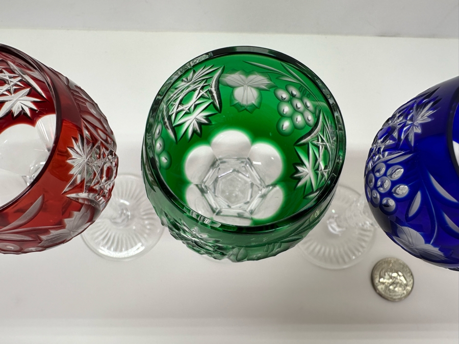 AJKA Marsala Colored Cut Crystal Cordial Glasses 5 1/8'H - Retails $480 [Photo 4]