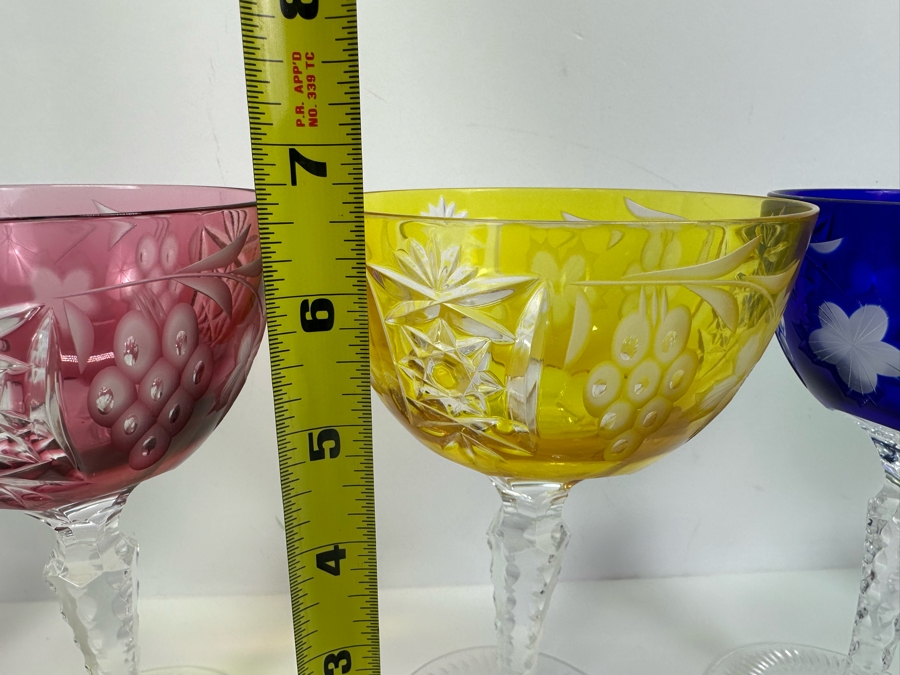 AJKA Marsala Colored Cut Crystal Champagne/Tall Sherbert Glasses 6 5/8'H - Retails $480 [Photo 6]