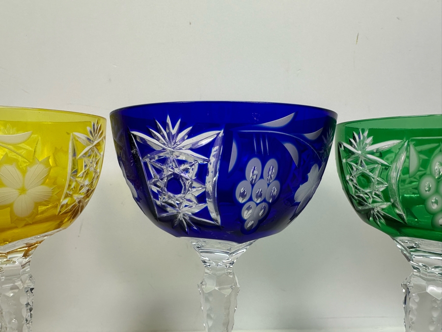 AJKA Marsala Colored Cut Crystal Champagne/Tall Sherbert Glasses 6 5/8'H - Retails $480 [Photo 4]