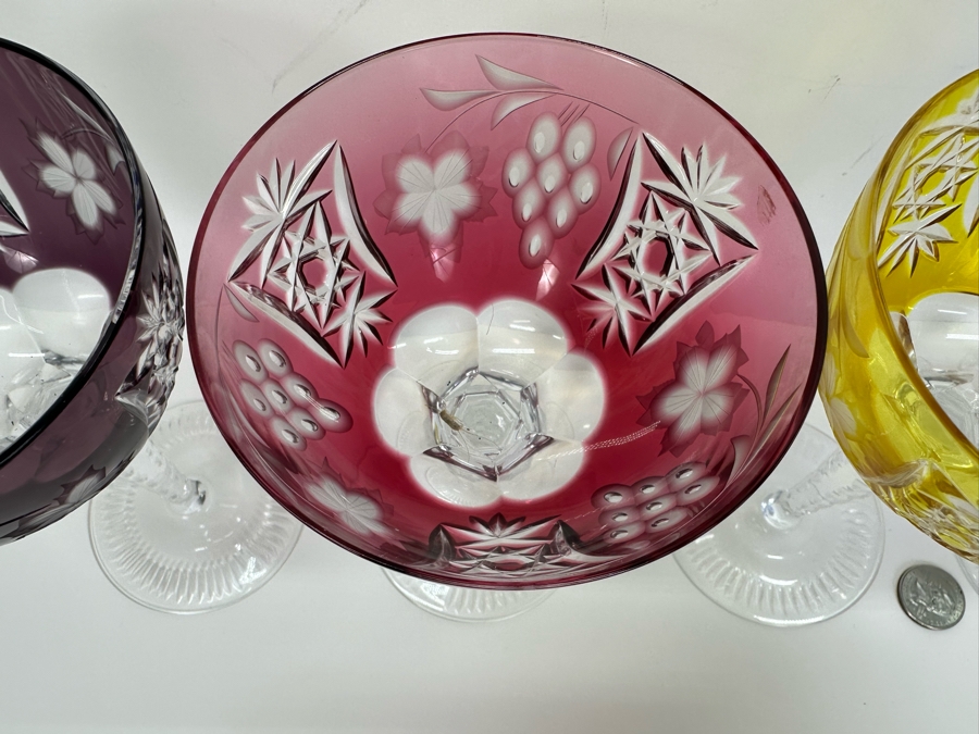 AJKA Marsala Colored Cut Crystal Champagne/Tall Sherbert Glasses 6 5/8'H - Retails $480 [Photo 5]
