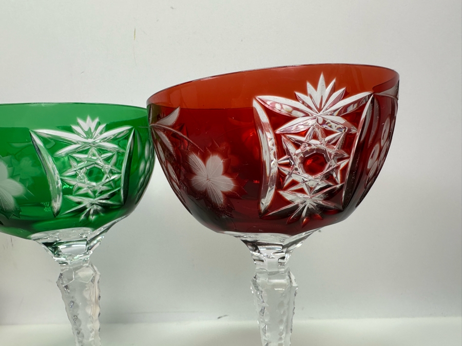 AJKA Marsala Colored Cut Crystal Champagne/Tall Sherbert Glasses 6 5/8'H - Retails $480 [Photo 3]