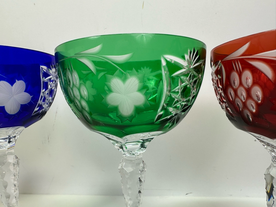 AJKA Marsala Colored Cut Crystal Champagne/Tall Sherbert Glasses 6 5/8'H - Retails $480 [Photo 2]