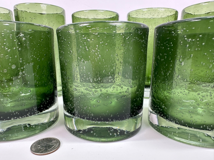 Artland Iris Green Colored Double Old Fashioned Bubble Glasses [Photo 3]