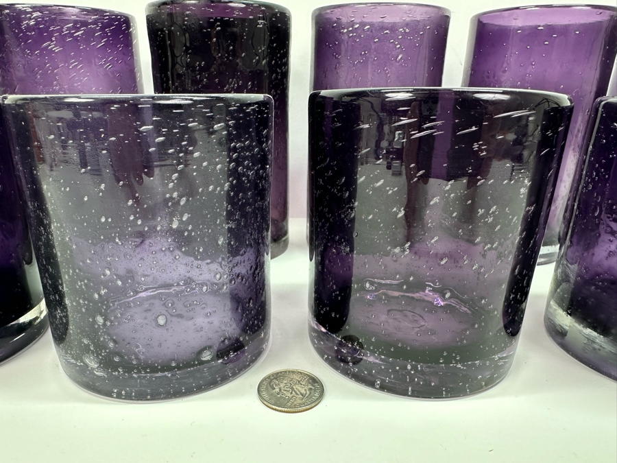 Artland Plum Colored Double Old Fashioned Bubble Glasses [Photo 2]