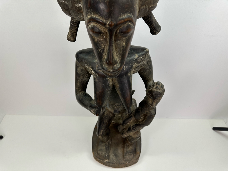African Maternity Carved Wooden Figure Sculpture From The Ivory Coast 25'H Estimate $400 [Photo 5]