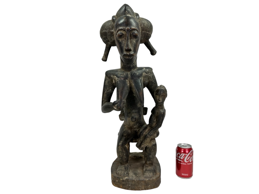 African Maternity Carved Wooden Figure Sculpture From The Ivory Coast 25'H Estimate $400 [Photo 1]