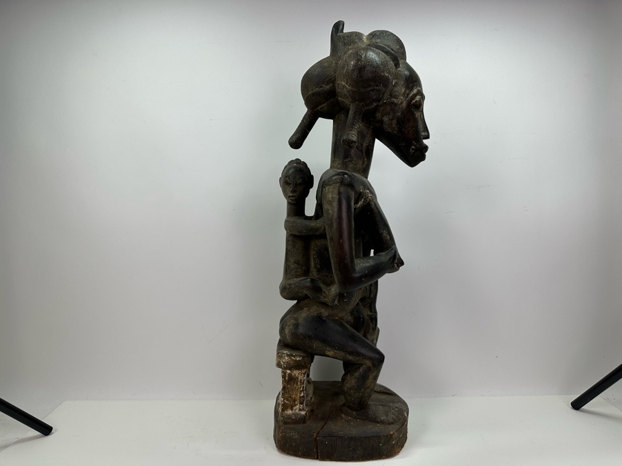 African Maternity Carved Wooden Figure Sculpture From The Ivory Coast 25'H Estimate $400 [Photo 7]