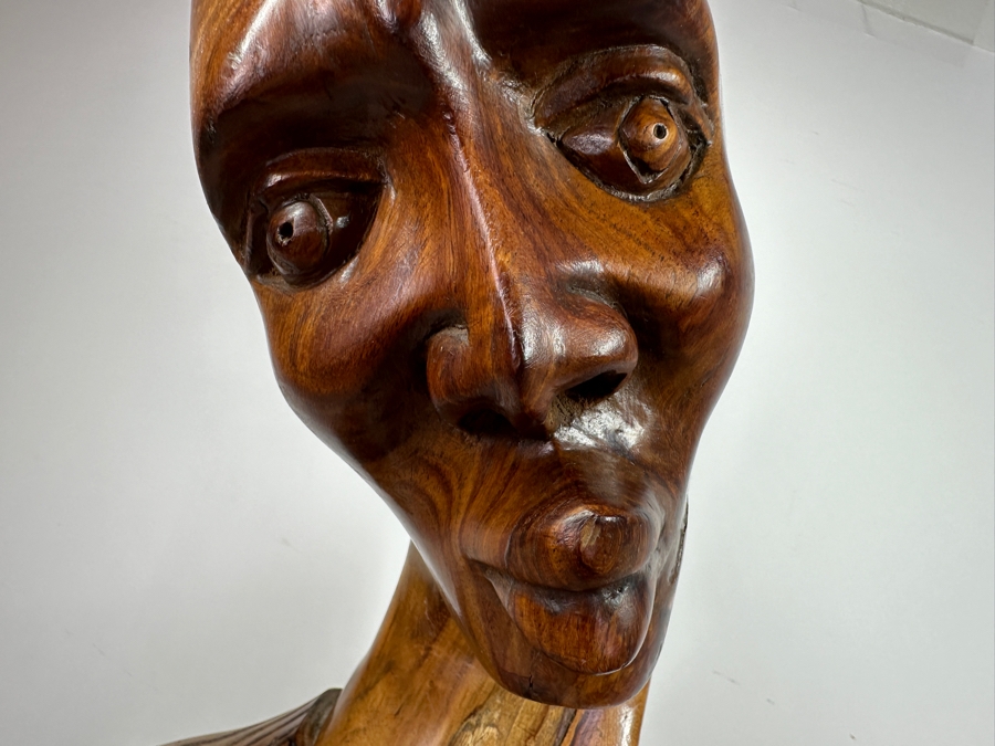 Beautiful Elongated Tribal Wood Tree Trunk Carving Of A Woman 40'H [Photo 4]