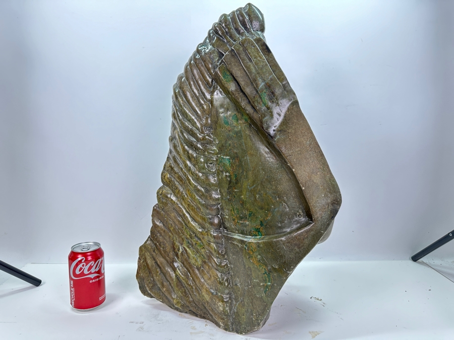 Large Heavy African Tribal Green Stone Carving Sculpture Signed By C. John 24'H [Photo 15]