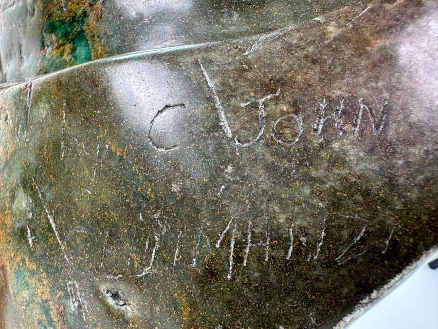 Large Heavy African Tribal Green Stone Carving Sculpture Signed By C. John 24'H [Photo 10]
