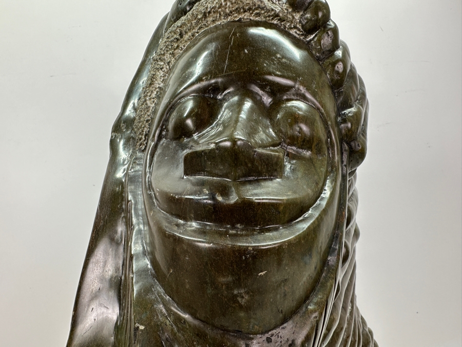 Large Heavy African Tribal Green Stone Carving Sculpture Signed By C. John 24'H [Photo 7]