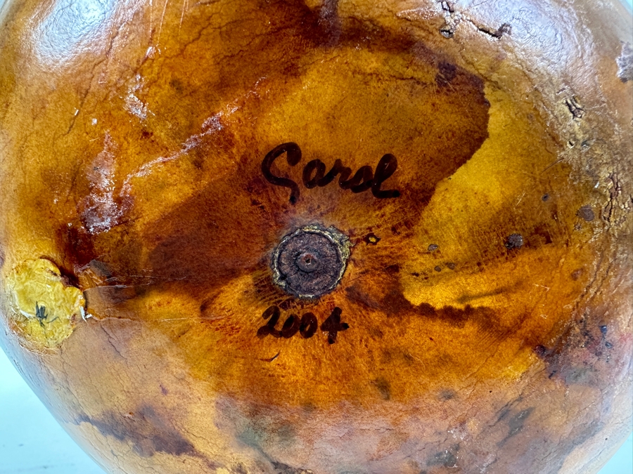 Carved Painted Gourd Signed Carol 2004 19'H [Photo 5]