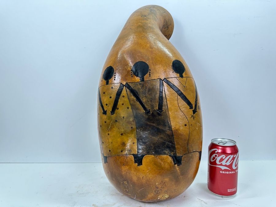 Carved Painted Gourd Signed Carol 2004 19'H [Photo 4]