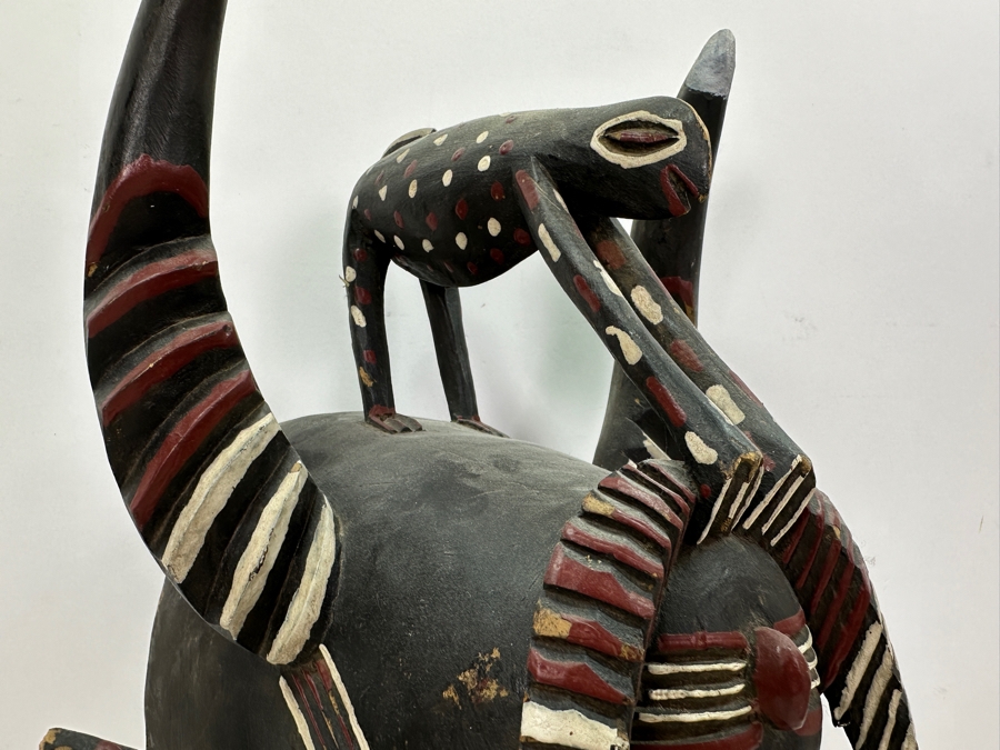 Vintage Carved Wooden Ethnic African Mask Kpelie 16'H [Photo 3]