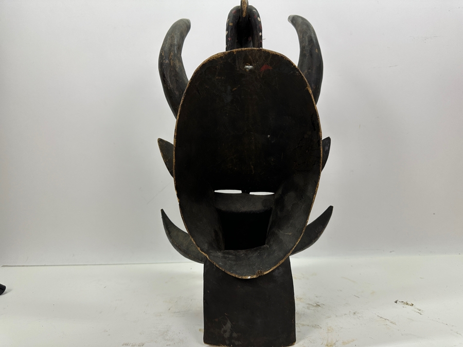 Vintage Carved Wooden Ethnic African Mask Kpelie 16'H [Photo 7]