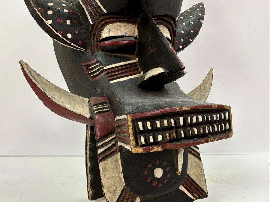 Vintage Carved Wooden Ethnic African Mask Kpelie 16'H [Photo 4]