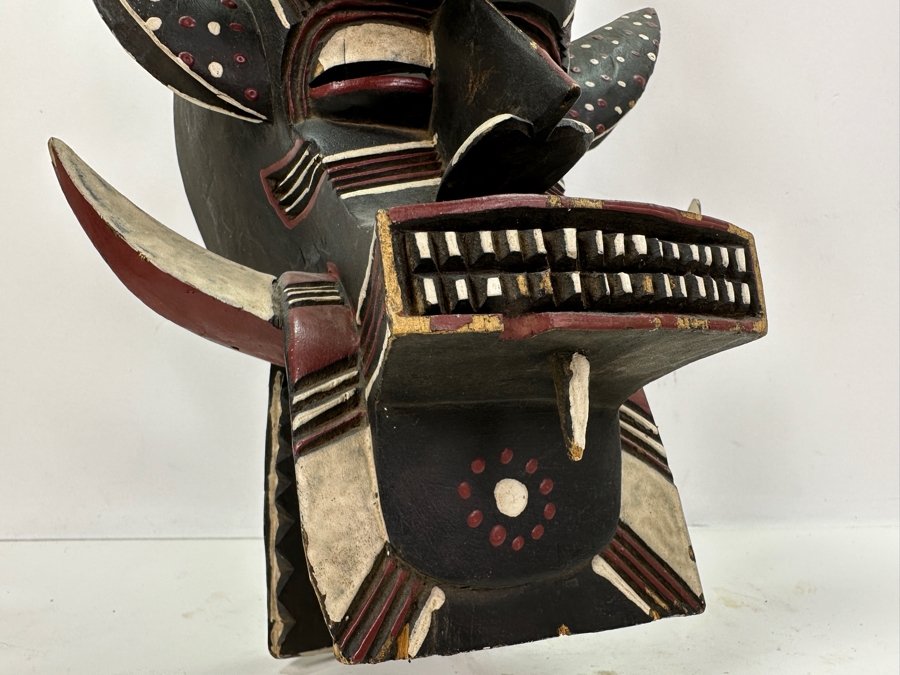 Vintage Carved Wooden Ethnic African Mask Kpelie 16'H [Photo 5]